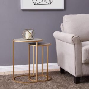 ANZA FAUX SHAGREEN NESTING SIDE END TABLES