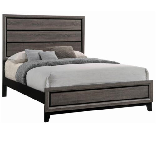 WATSON QUEEN BED OAK AND BLACK