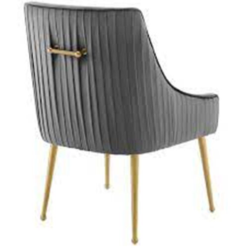 GREY VELVET PLEATED BACK DINING CHAIR