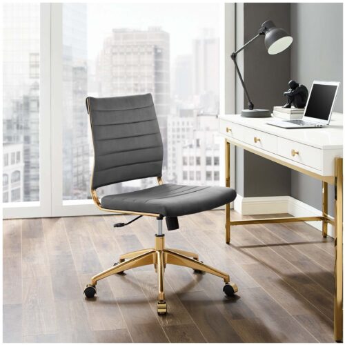 GREY VELVET MIDBACK OFFICE CHAIR