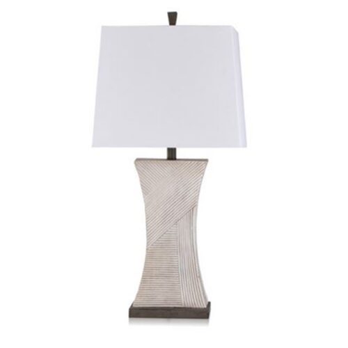 STYLECRAFT JOES WHITE & FINN LINEAR EMBOSSED RESIN TABLE LAMP