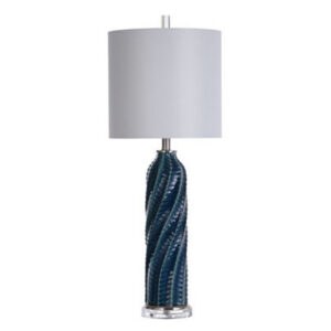 STYLECRAFT AREZZO TURQUOISE CYLINDRICAL TABLE LAMP