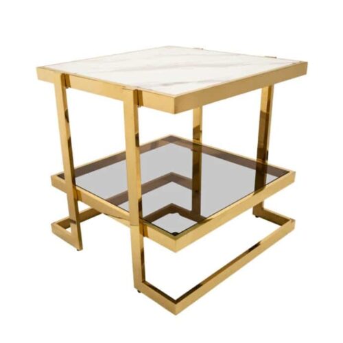 MARBLE AND GLASS SIDE TABLE