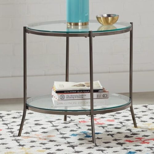 LAURIE ROUND GLASS END TABLE