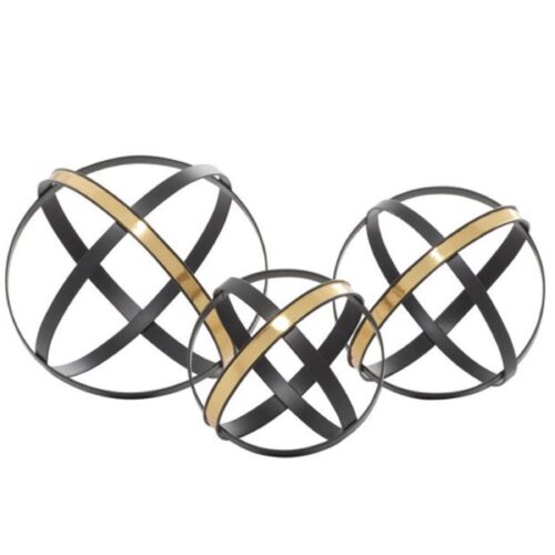 BLACK & GOLD SPHERE SET/3