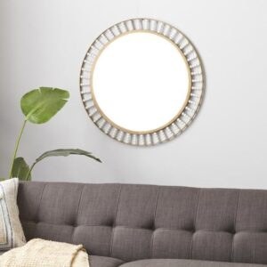BROWN WOOD CONTEMPORARY WALL MIRROR