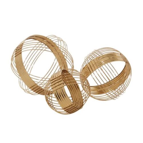 SET OF 3 GOLD METAL SCULPTURE