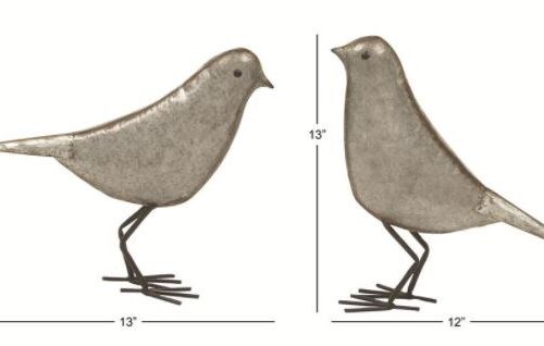 SET OF 2 METAL BIRD SCULPTURE