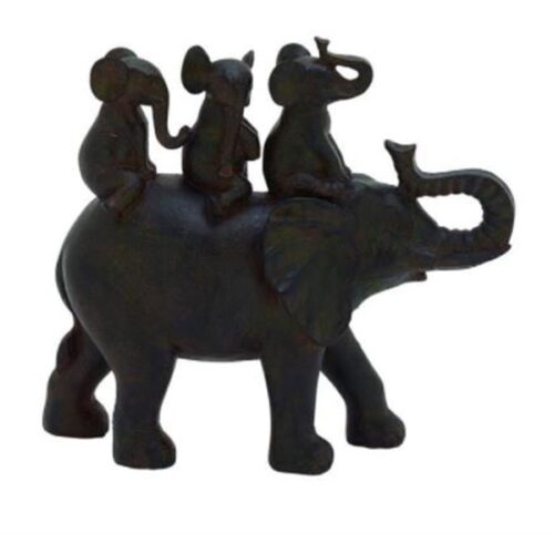 BROWN ECLECTIC POLYSTONE SCULPTURE, ELEPHANT