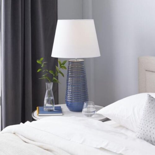 BLUE CERAMIC RUSTIC TABLE LAMP