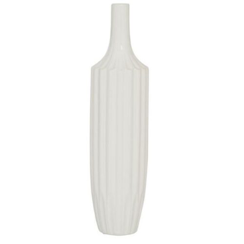 WHITE CERAMIC MODERN VASE, 19″ X 5″ X 5″