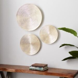 SET OF 3 BROWN METAL CONTEMPORARY WALL DECOR