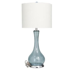 BLUE GLASS TRADITIONAL TABLE LAMP, 28″   SET of 2