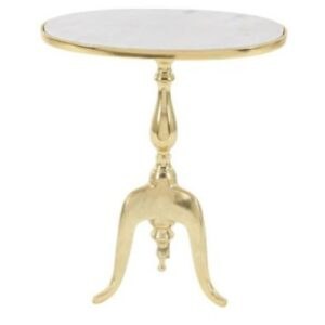 GOLD MARBLE TRADITIONAL ACCENT TABLE, 22″ X 19″ X 12″