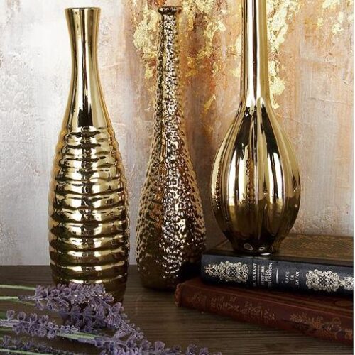 GOLD STONEWARE GLAM VASE I