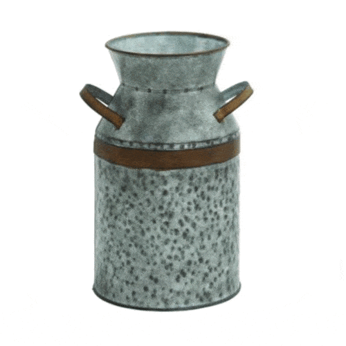 GREY TIN FARMHOUSE DECORATIVE CAN, 12″ X 8″ X 7″