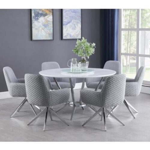 ABBY 5-PC DINING SET, WHITE LIGHT GREY