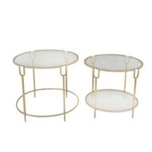 ROUND GOLD ACCENT TABLES, SET OF 2