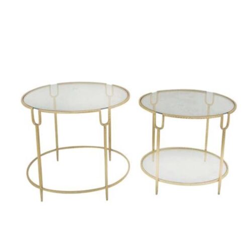 ROUND GOLD ACCENT TABLES, SET OF 2