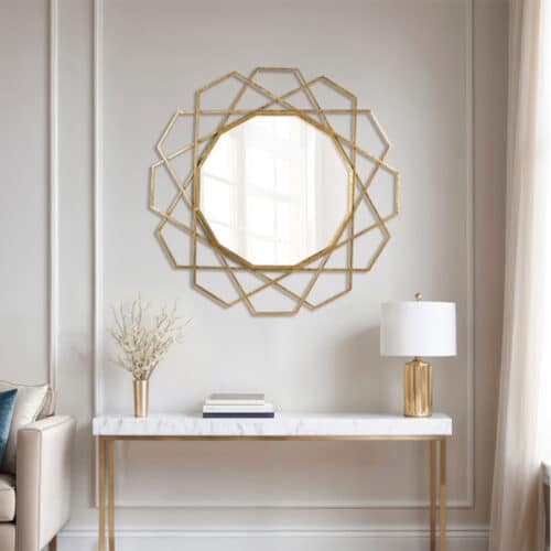 GEOMETRIC MIRROR, GOLD METAL