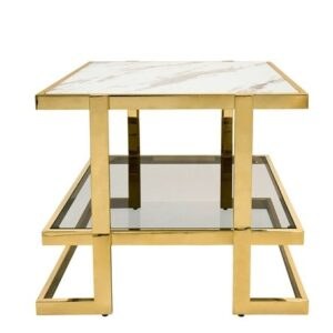 MARBLE AND GLASS SIDE TABLE