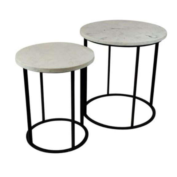 FAUX MARBLE METAL SIDE TABLE
