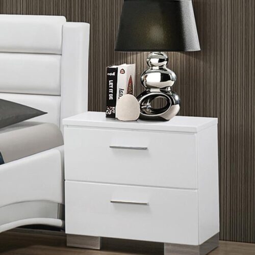 FELICITY 2-DRAWER NIGHTSTAND IN GLOSSY WHITE