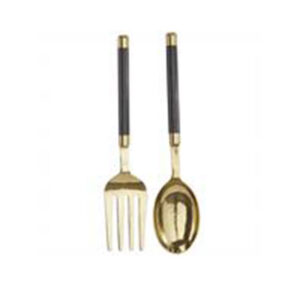 GOLD ALUMINUM ECLECTIC UTENSILS WALL DECOR, SET OF 2