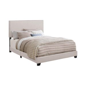 BOYD QUEEN BED W/ NAIL HEAD TRIM IN IVORY