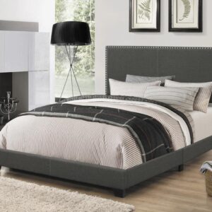 BOYD QUEEN BED W/ NAIL HEAD TRIM IN CHARCOAL
