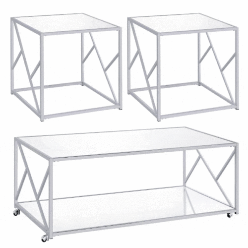 3 – PC OCCASIONAL TABLE SET W/ MIRRORED TOP