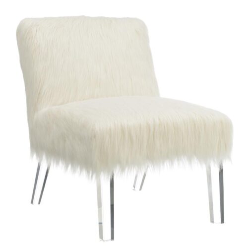 FAUX SHEEPSKIN CHAIR IN WHITE