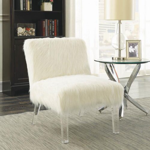 FAUX SHEEPSKIN CHAIR IN WHITE
