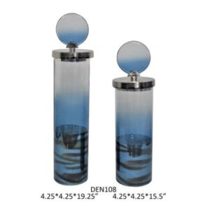 GLASS BOTTLES WITH METAL LIDS S/2