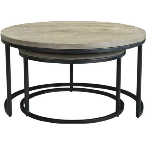 DREY ROUND ARCADIA WOOD NESTING COFFEE TABLES SET OF 2