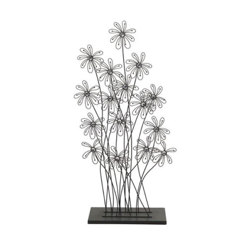 BLACK METAL GLAM FLORAL SCULPTURE