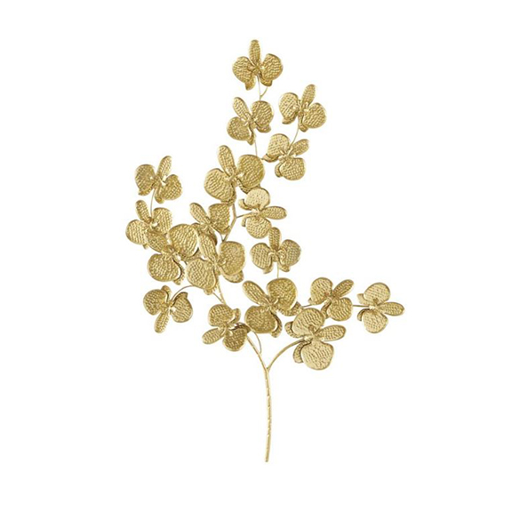 GOLD METAL MODERN ORCHID FLORAL WALL DECOR
