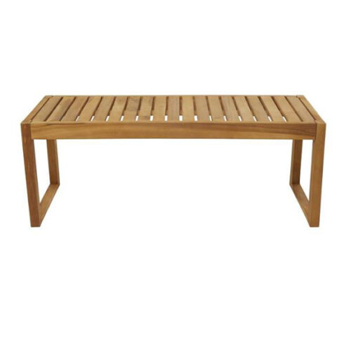 BROWN TEAK WOOD CONTEMPORARY OUTDOOR ACCENT TABLE