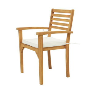 BROWN TEAK WOOD TRADITIONAL OUTDOOR DINING CHAIR, SET OF 2