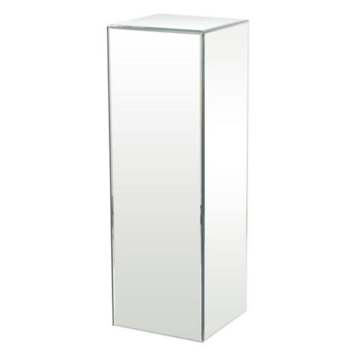 SILVER MIRRORED GLASS GLAM PEDESTAL