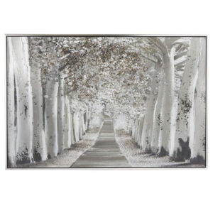 WHITE POLYSTONE TRADITIONAL TREES FRAMED WALL ART