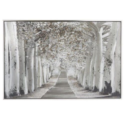 WHITE POLYSTONE TRADITIONAL TREES FRAMED WALL ART