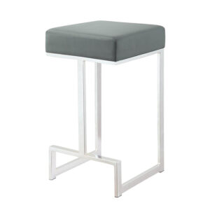 SQUARE COUNTER HEIGHT STOOL GREY AND CHROME