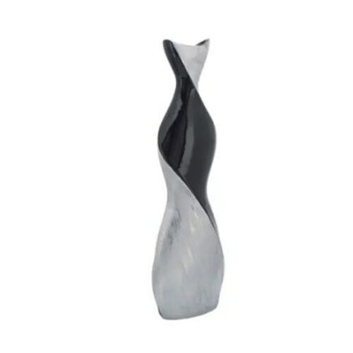 BLACK AND SILVER TWISTED VASE, 24″