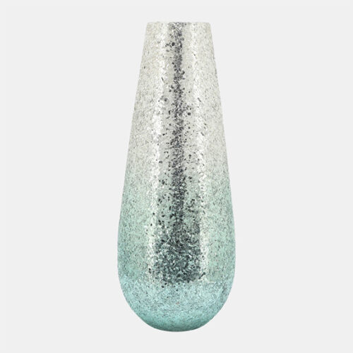 18″ CRACKLED VASE, GREEN OMBRE