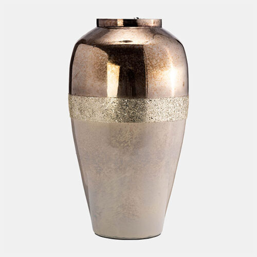 GLASS  METALLIC VASE CHAMPAGNE 20”