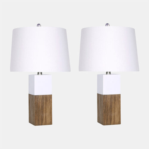 SET OF 2 WOOD FINISH TABLE LAMPS