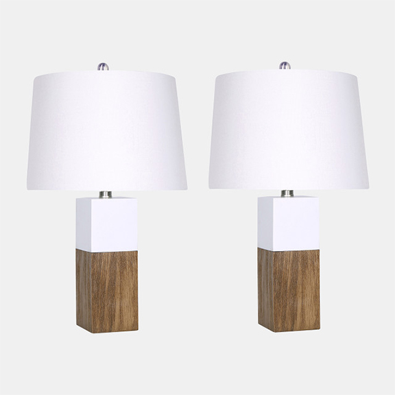 SET OF 2 WOOD FINISH TABLE LAMPS