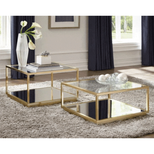 RENEE 2-PC SQUARE OCCACIONAL SET, ROSE BRASS