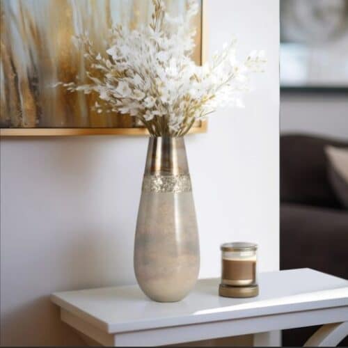 15″ METALLIC VASE, CHAMPAGNE